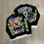 Roughplay Flaming Skull Graphic Heavyweight Long-Sleeve Tee - Black/Neon Green