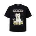 GOODBRAND's new floral and puppy glitter powder hot stamping light luxury high-end short sleeved T-shirt for both men and women, trendy