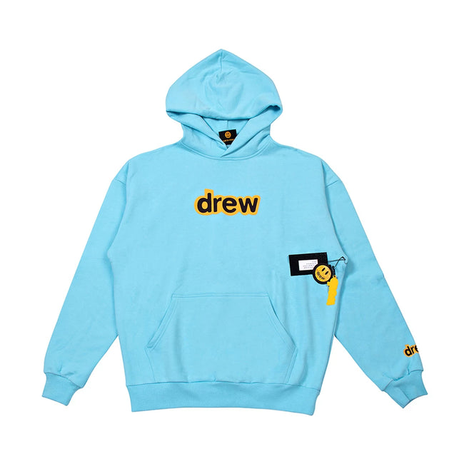 Drew BIEBER letter hoodie, Justin Bieber smiling face trendy brand for men and women, fog high street loose long sleeves with fleece (3) Hover Image