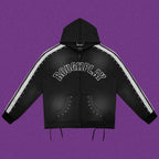 Roughplay Arch Logo Track Zip-Up Hoodie - Black