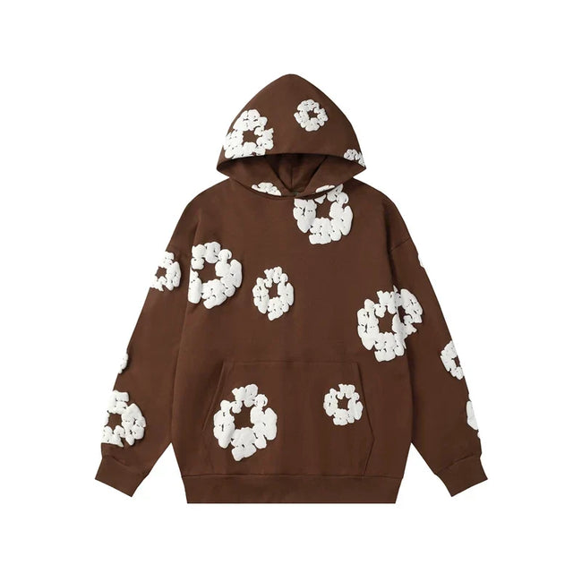 Denim Tears Cotton Wreath Graphic Hoodie - Brown / Relaxed Streetwear Fit Hover Image