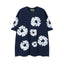 Denim Tears Cotton Wreath Graphic T-Shirt - Navy Blue / Oversized Streetwear