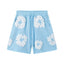 Denim Tears Cotton Wreath Graphic Shorts - Light Blue / Relaxed Streetwear Fit