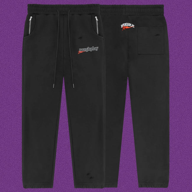 Roughplay Small Logo Track Sweatpants - Black Hover Image