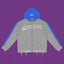 Roughplay Straight Logo Track Zip-Up Hoodie - Light Grey/Royal Blue
