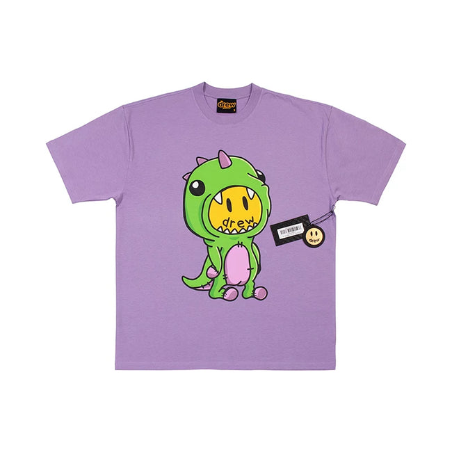 Drew BIEBER Smiling Dinosaur Niche Trendy Brand American High Street Loose Men's and Women's Casual FG Pure Cotton Short sleeved T-shirt (4) Hover Image