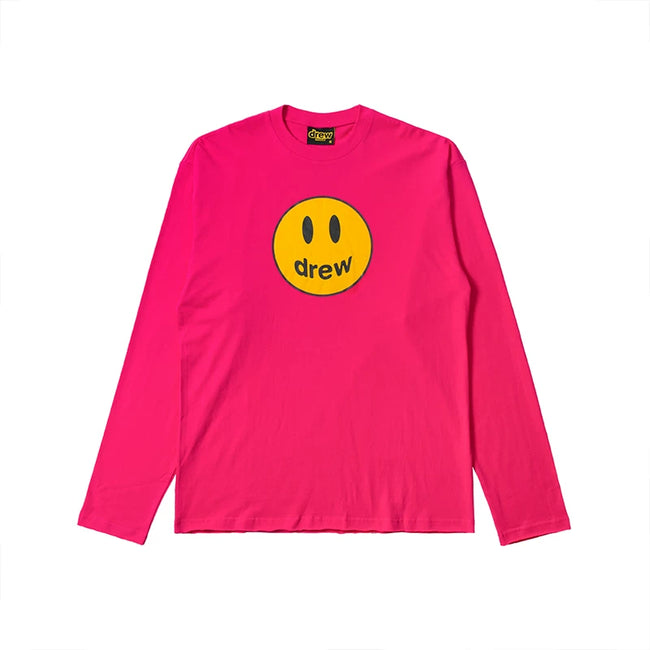 Drew BIEBER Smiling Trendy Brand Long Sleeve Justin Bieber Same Style High Street Fog Couple T-shirt Bottom Shirt (5) Hover Image