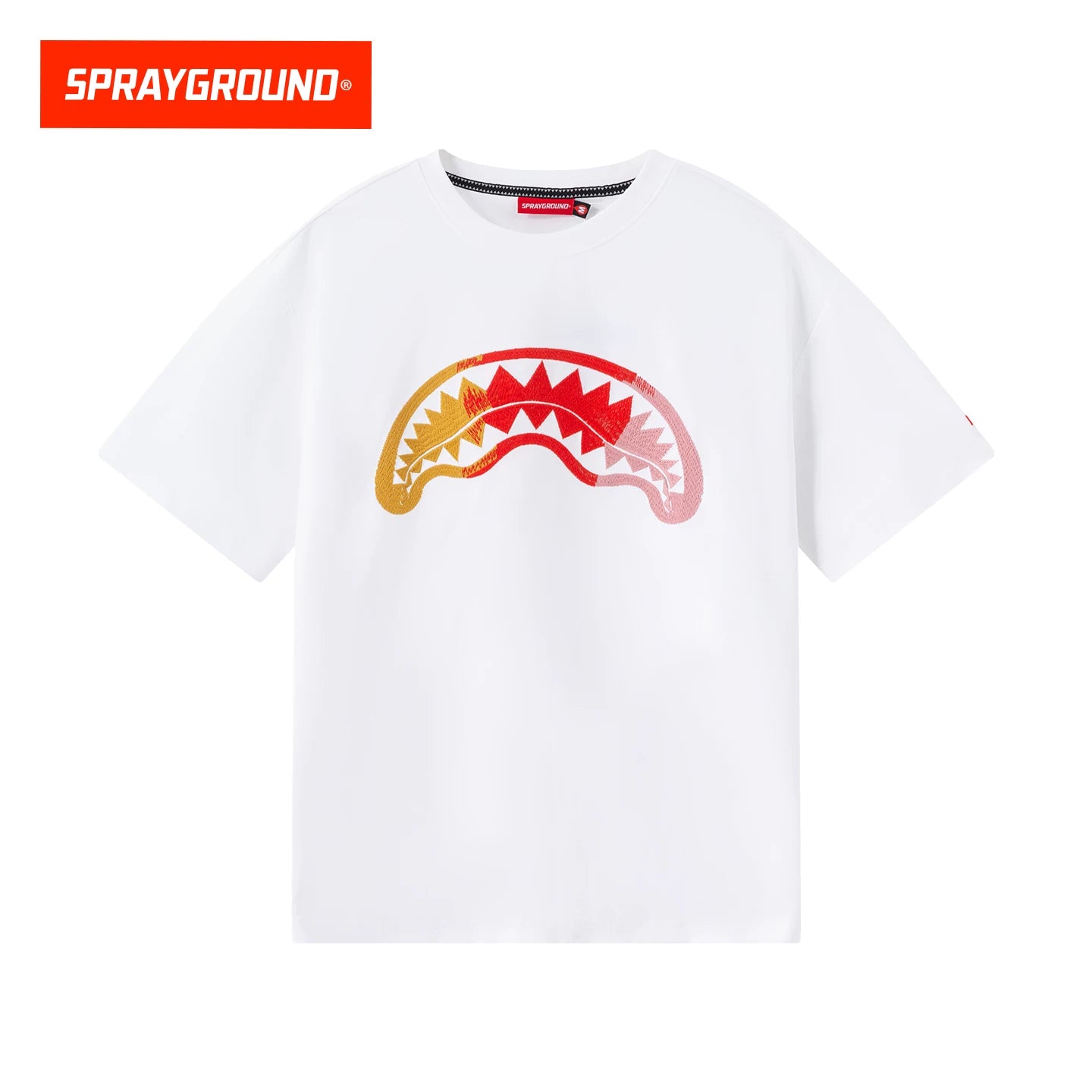 SprayGround Shark Mouth Embroidered Casual T-shirt Trendy Loose Couple Top T-shirt Short Sleeve Summer Style