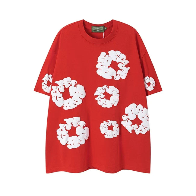 Denim Tears Cotton Wreath Graphic T-Shirt - Red / Oversized Streetwear Hover Image