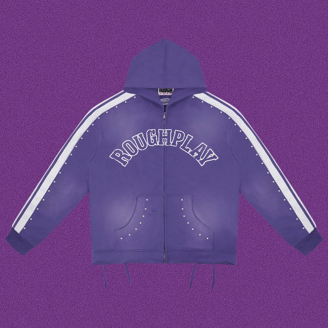Roughplay Arch Logo Track Zip-Up Hoodie - Purple Hover Image