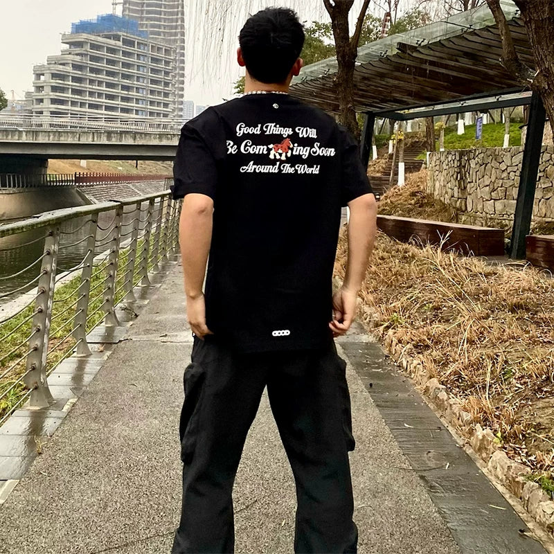 GOODBRAND M26SS Year of the Horse Cute Foam Cowboy Gemstone Light Luxury Fashion Short Sleeve T-shirt for Men and Women