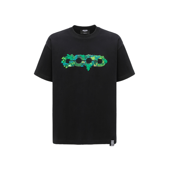 GOODBRAND 2026SS 3D Green Plant Embroidery Map Light Luxury Fashion Premium LOGO Short Sleeve T-shirt