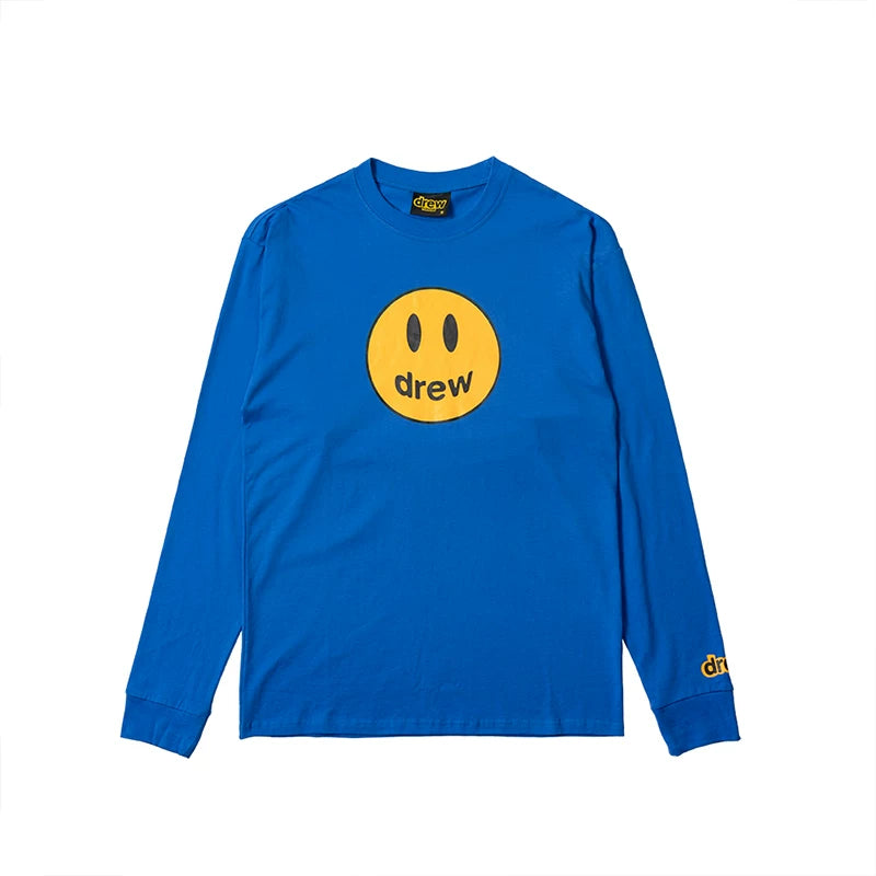 Drew BIEBER Smiling Trendy Brand Long Sleeve Justin Bieber Same Style High Street Fog Couple T-shirt Bottom Shirt (4)