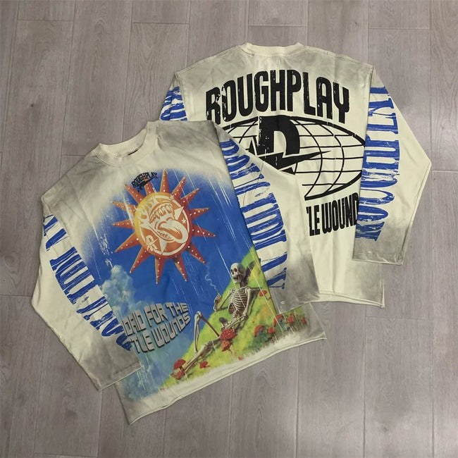 Roughplay Sun & Skull Graphic Heavyweight Long-Sleeve Tee - Vintage Sand Hover Image