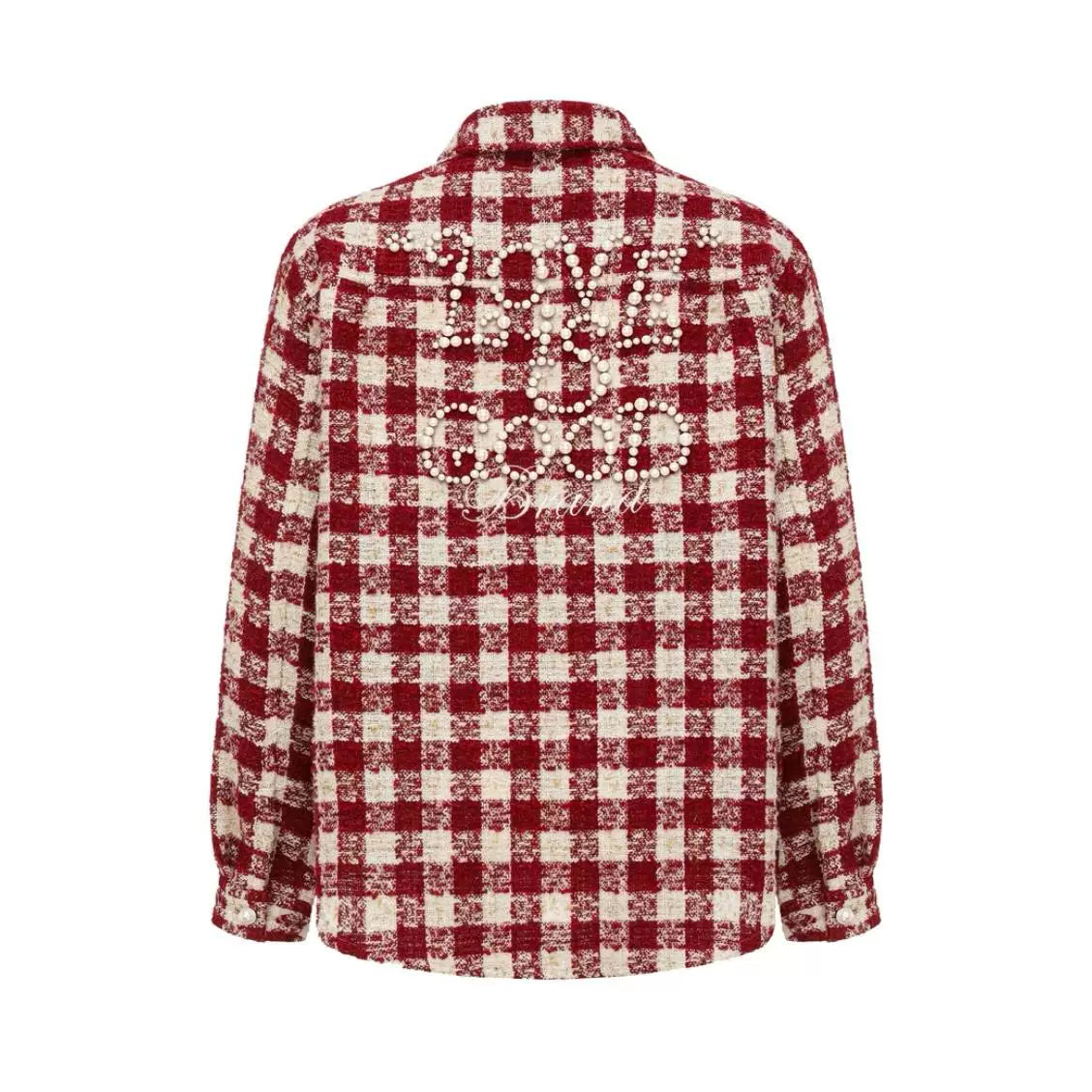 Yu Yuhan's same GOODBRAND pearl plaid small fragrant style long sleeved shirt New Year's limited edition