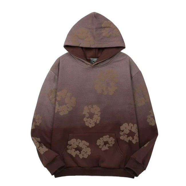 "Denim Tears" Brown Ombre Floral Pattern Oversized Hoodie Hover Image