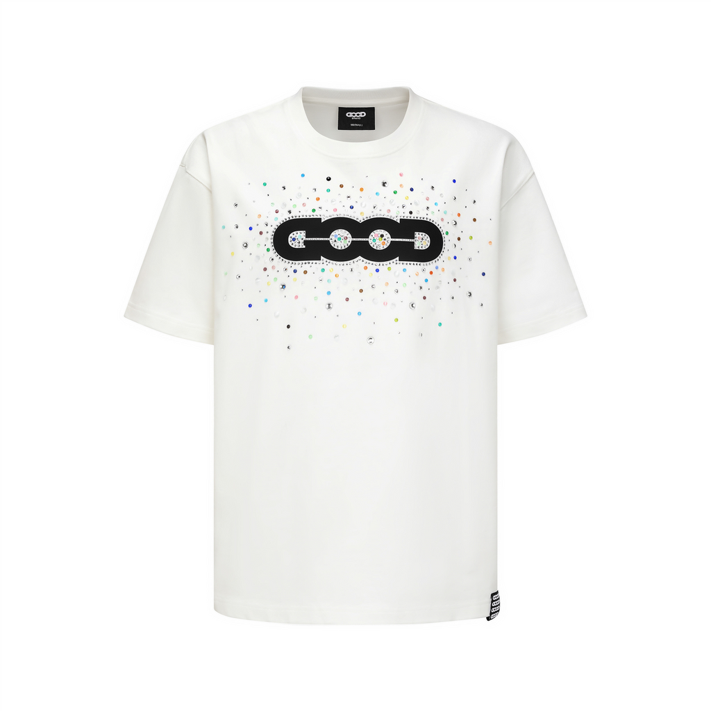 GOODBRAND 2026 GOOD Holiday Colorful Candy Gemstone Light Luxury Fashion Premium Printed Short sleeved T-shirt