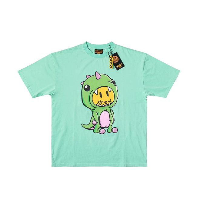 Drew BIEBER Smiling Dinosaur Niche Trendy Brand American High Street Loose Men's and Women's Casual FG Pure Cotton Short sleeved T-shirt (3) Hover Image