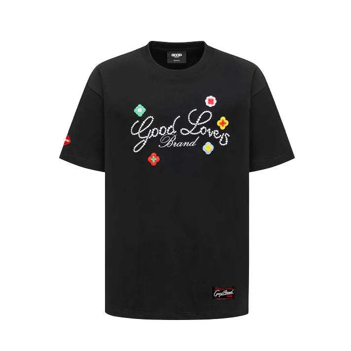 GOODBRAND 2025SS GOODLOVES 3D Embroidered Slogan Light Luxury Fashion Premium Short Sleeve T-shirt