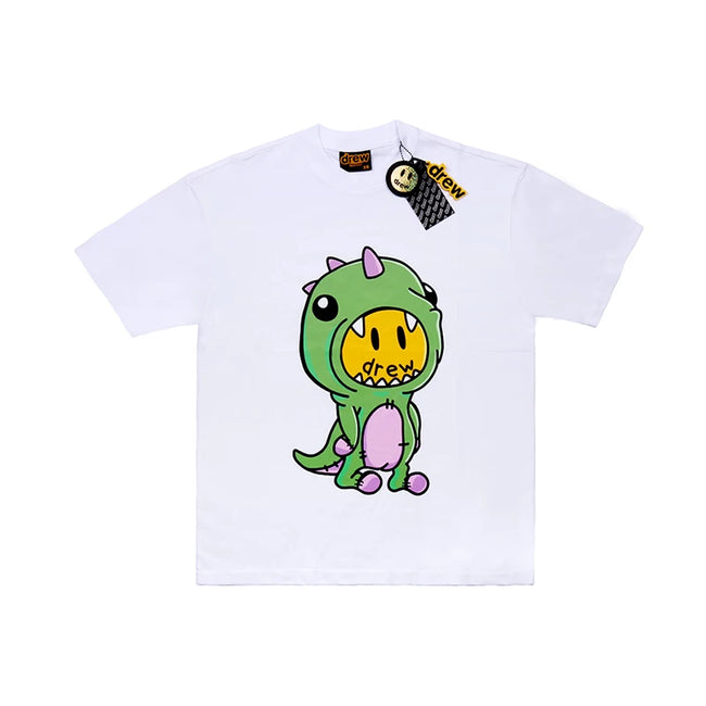 Drew BIEBER Smiling Dinosaur Niche Trendy Brand American High Street Loose Men's and Women's Casual FG Pure Cotton Short sleeved T-shirt (2) Hover Image
