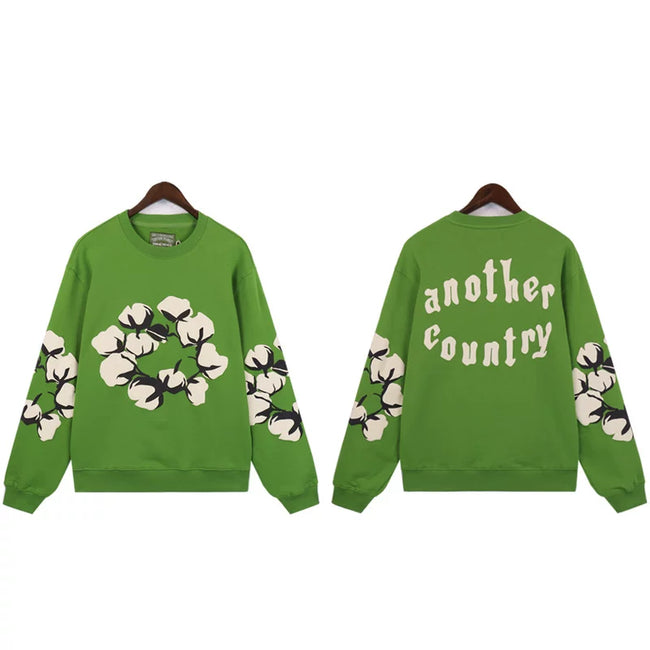 "Denim Tears" Another Country Cotton Wreath Oversized Green Sweatshirt Hover Image