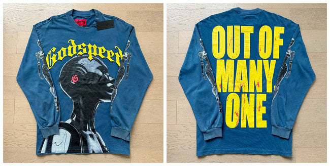 Godspeed "Out of Many, One" Vintage-Wash Blue Long Sleeve Tee Hover Image