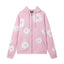 "Denim Tears" Pink Floral Pattern Full-Zip Hoodie