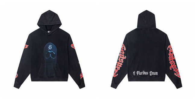 Vintage "Godspeed" Masked Skull Oversized Hoodie Hover Image
