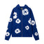 "Denim Tears" Royal Blue Floral Pattern Full-Zip Hoodie