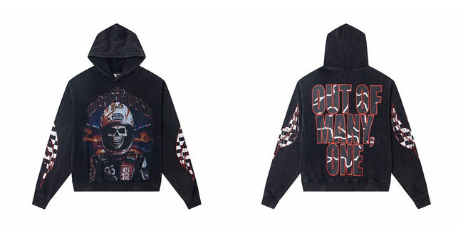 Vintage "Godspeed" Racing Skull Oversized Hoodie Hover Image