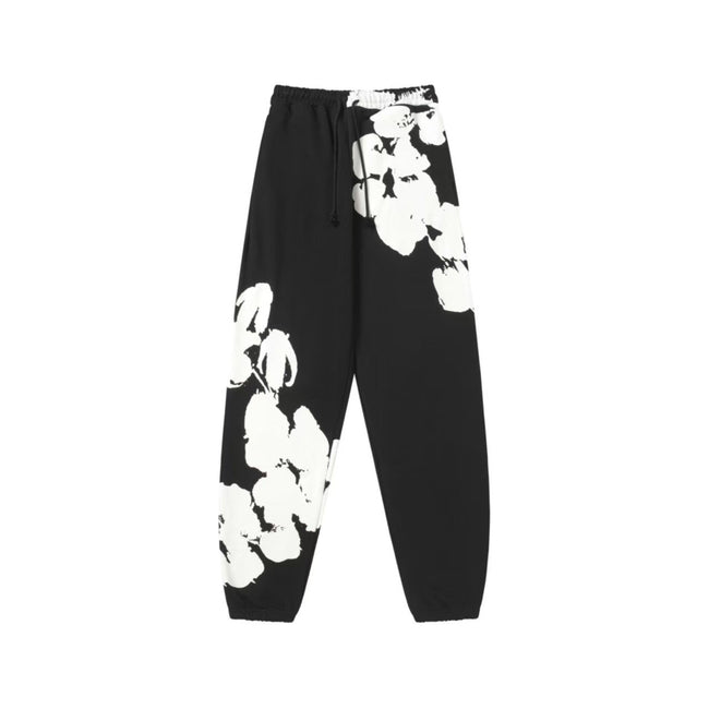 "Denim Tears" Black & White Floral Pattern Oversized Sweatpants Hover Image