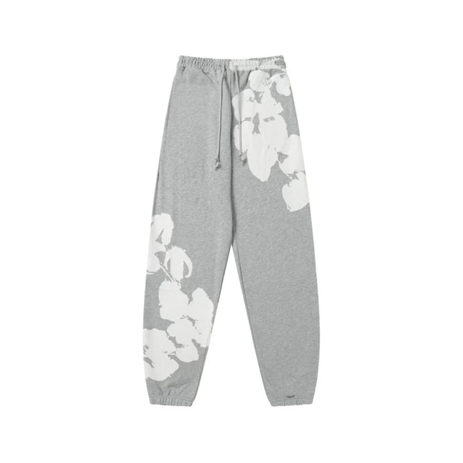 "Denim Tears" Grey & White Floral Pattern Oversized Sweatpants Hover Image