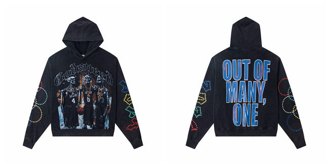 Vintage "Godspeed" Basketball Skeletons Oversized Hoodie Hover Image