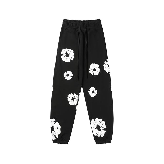 "Denim Tears" Black Floral Pattern Oversized Sweatpants Hover Image
