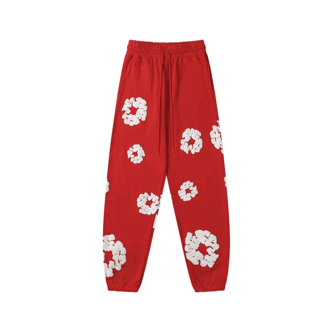 "Denim Tears" Red Floral Pattern Oversized Sweatpants Hover Image