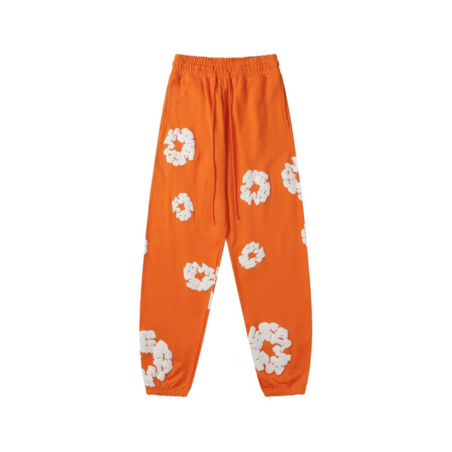 "Denim Tears" Orange Floral Pattern Oversized Sweatpants Hover Image