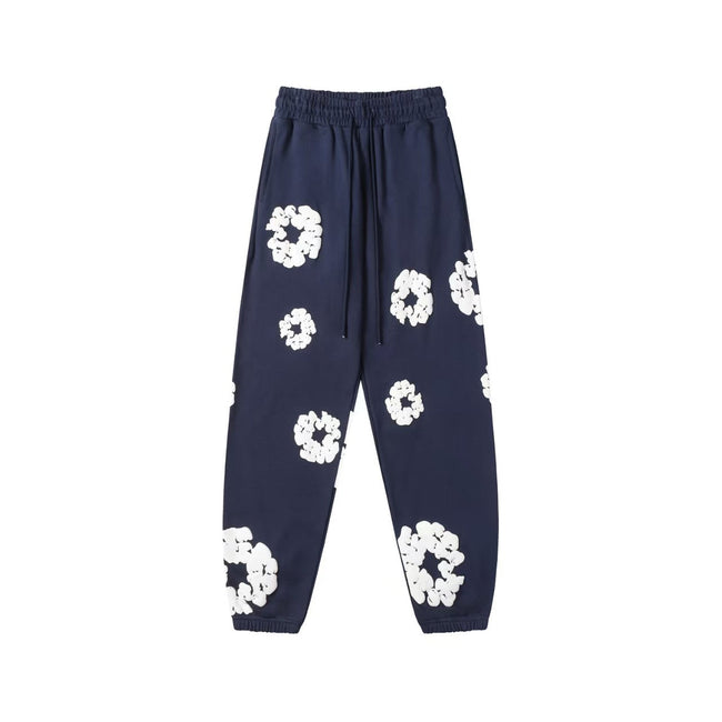 "Denim Tears" Navy Blue Floral Pattern Oversized Sweatpants Hover Image