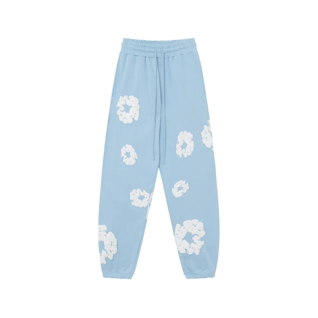 "Denim Tears" Light Blue Floral Pattern Oversized Sweatpants Hover Image