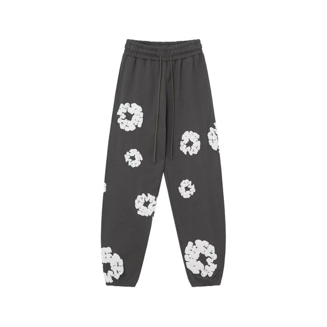 "Denim Tears" Charcoal Grey Floral Pattern Oversized Sweatpants Hover Image