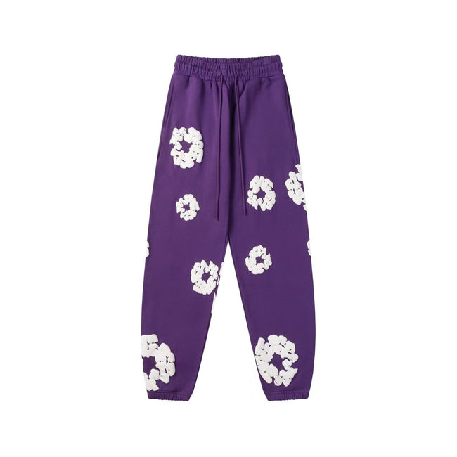"Denim Tears" Purple Floral Pattern Oversized Sweatpants Hover Image