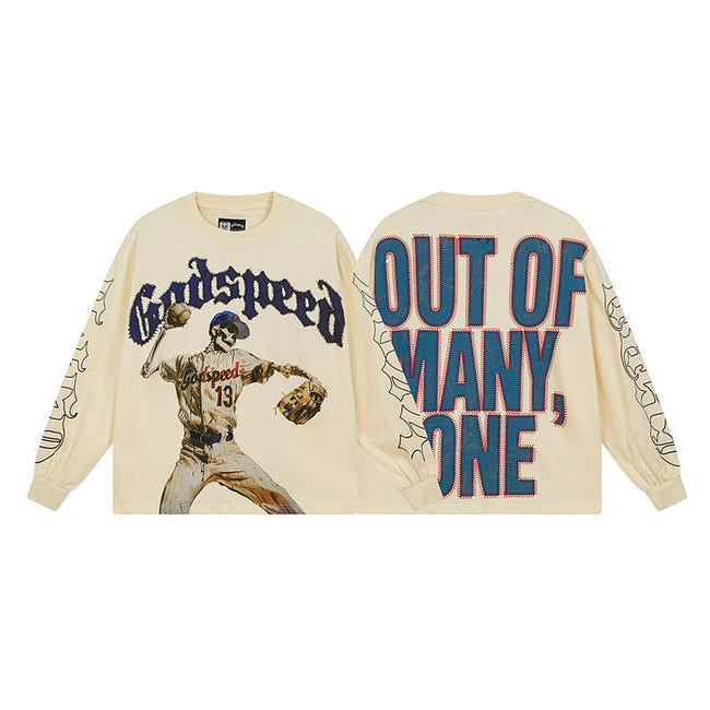 Godspeed "Out of Many, One" Baseball Skeleton Beige Long Sleeve Tee Hover Image