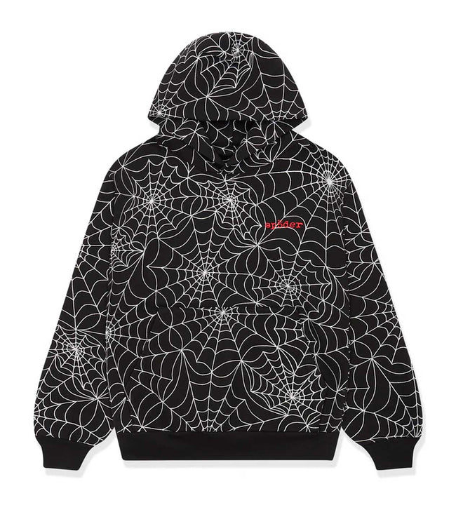 Sp5der Embroidered AOP Hoodie Black Hover Image