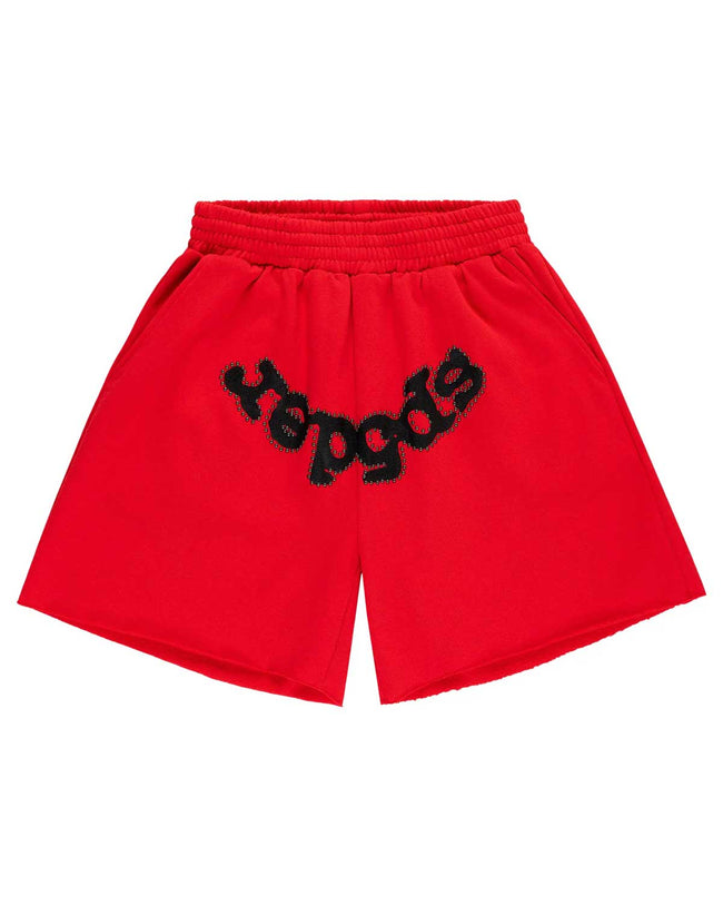 Sp5der OG Web Studded Sweatshorts Red Hover Image