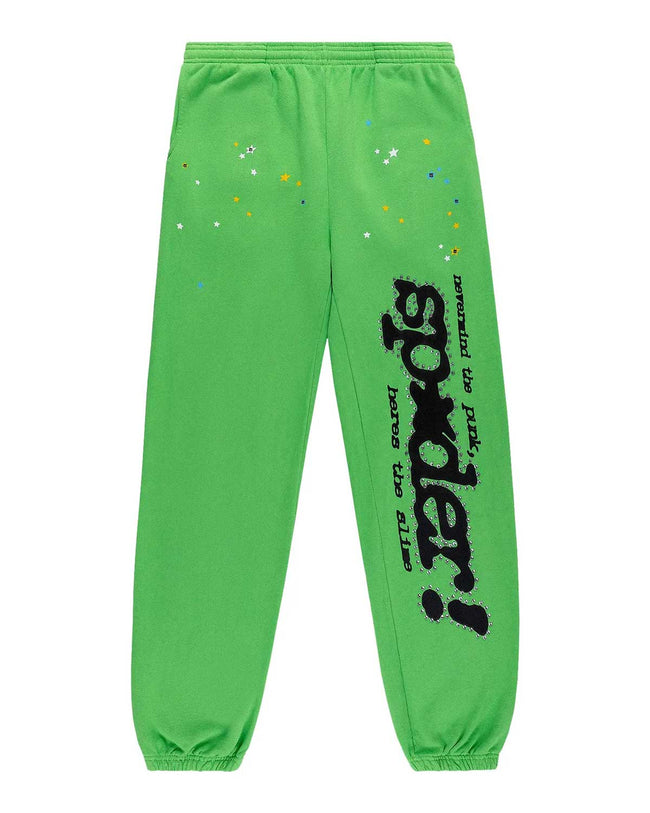 Sp5der P*nk Sweatpants V2 Rhinestone Slime Green Hover Image