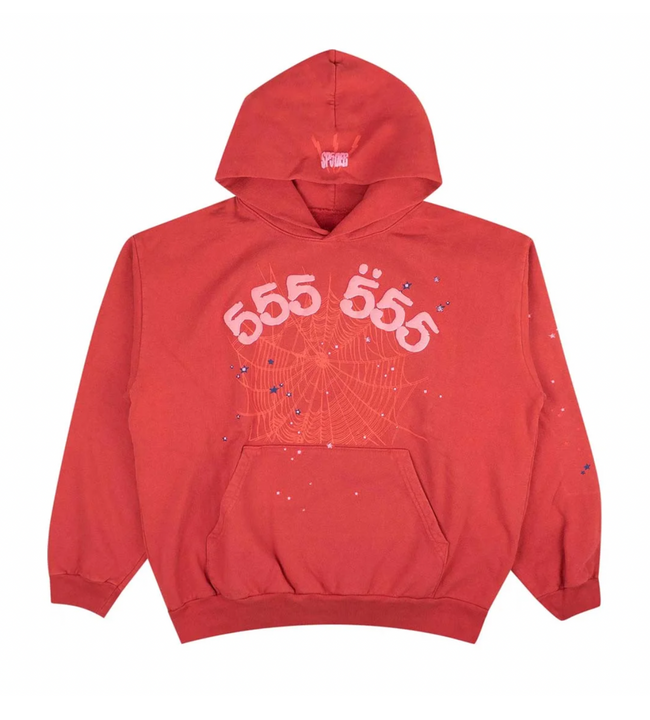 Sp5der Angel Number 555 Hoodie Red Hover Image