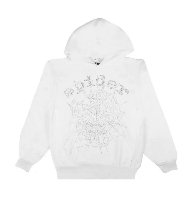 Sp5der OG Rhinestone Hoodie White Hover Image