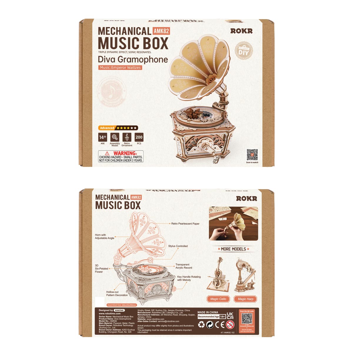 ROKR Diva Gramophone Music Box Wooden 3D Puzzle AMK82